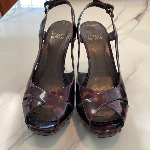 Stuart Weizmann Blenny slingback peep toe pumps and matching clutch - Picture 2 of 11